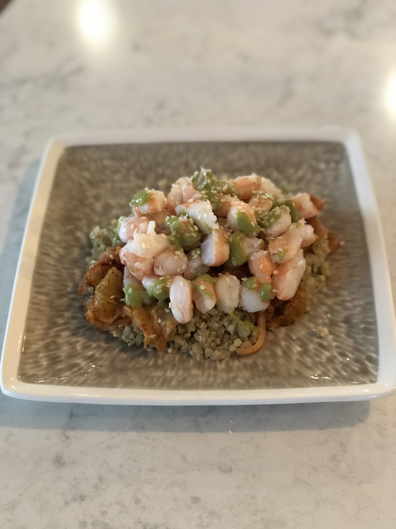 Cauliflower Rice Shrimp Stack