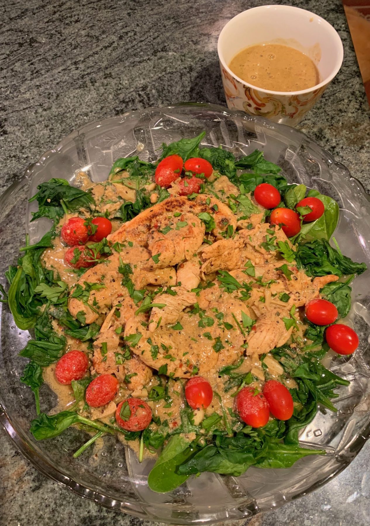 Tuscan Chicken with a Creamy Garlic Mustard Sauce