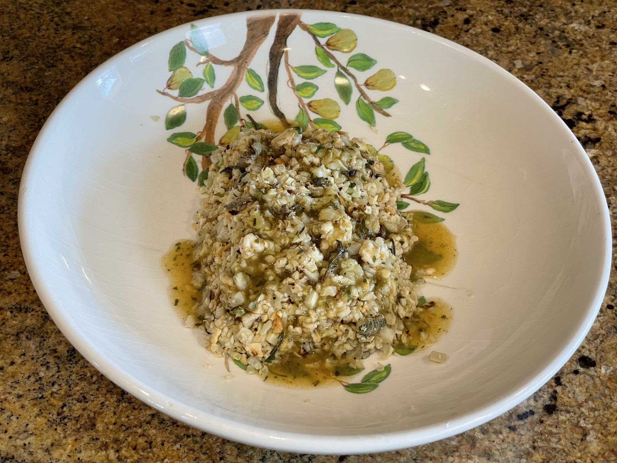 Thanksgiving “Stuffing” Casserole with Poultry Gravy