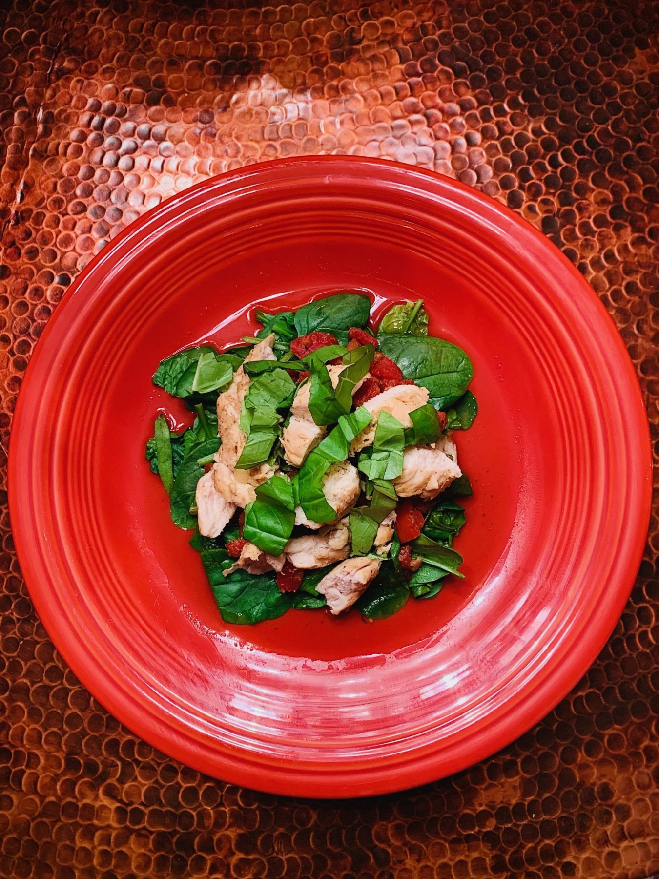 Chicken Cacciatore over Kale with Fresh Basil
