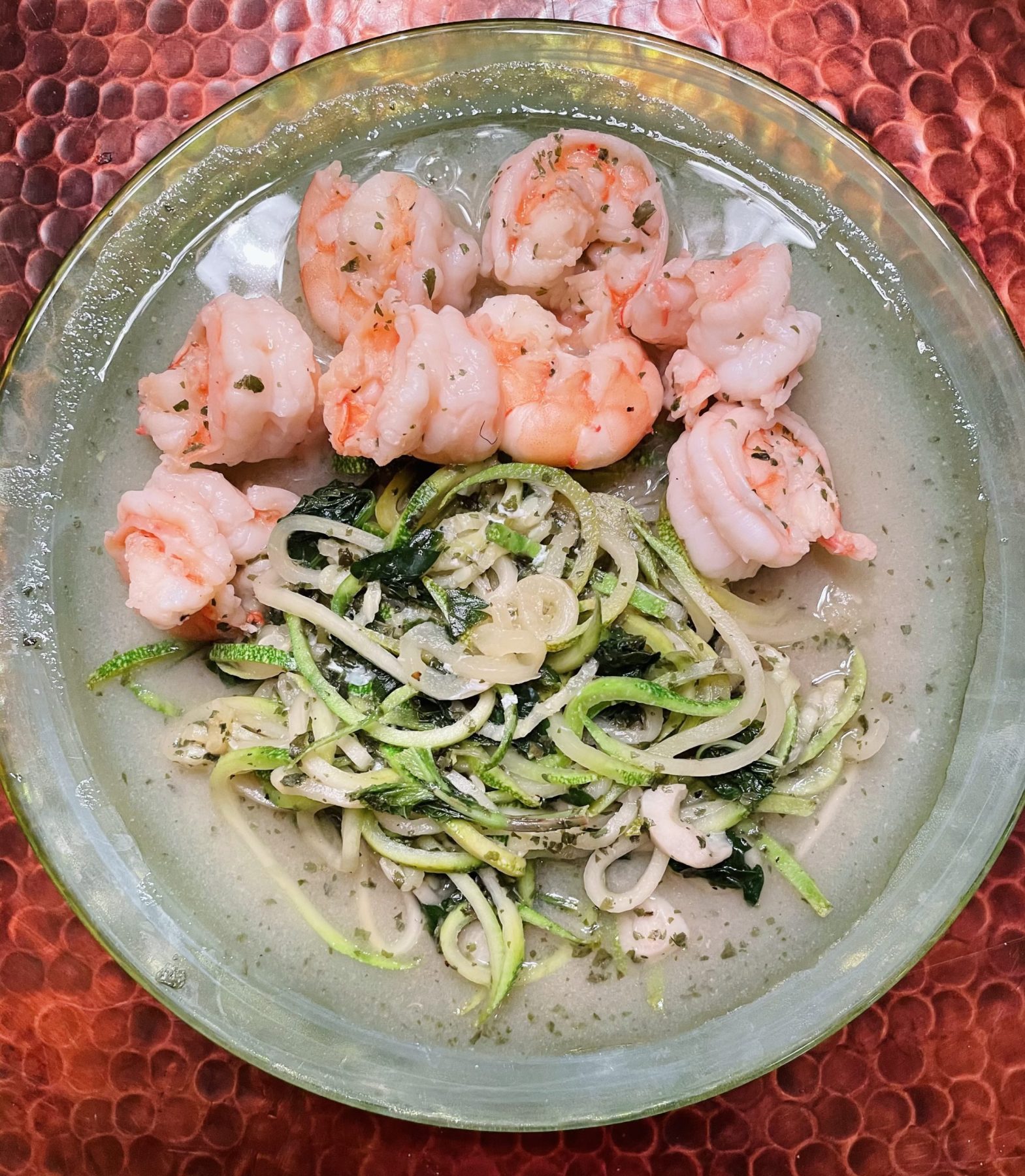 Mint & Cilantro Shrimp over Zoodles