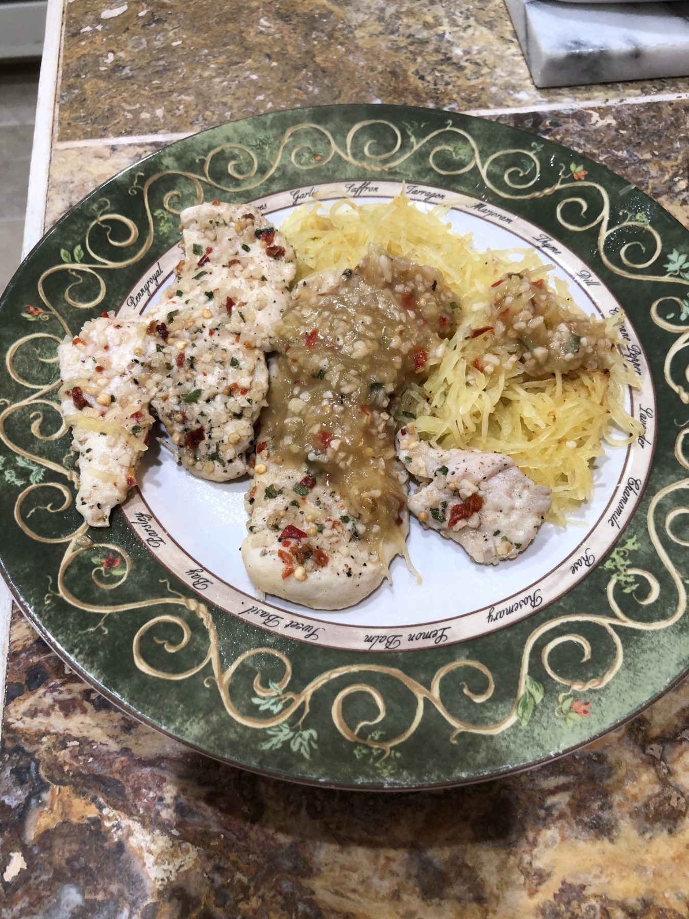 Tuscan Fantasy Chicken over Spaghetti Squash