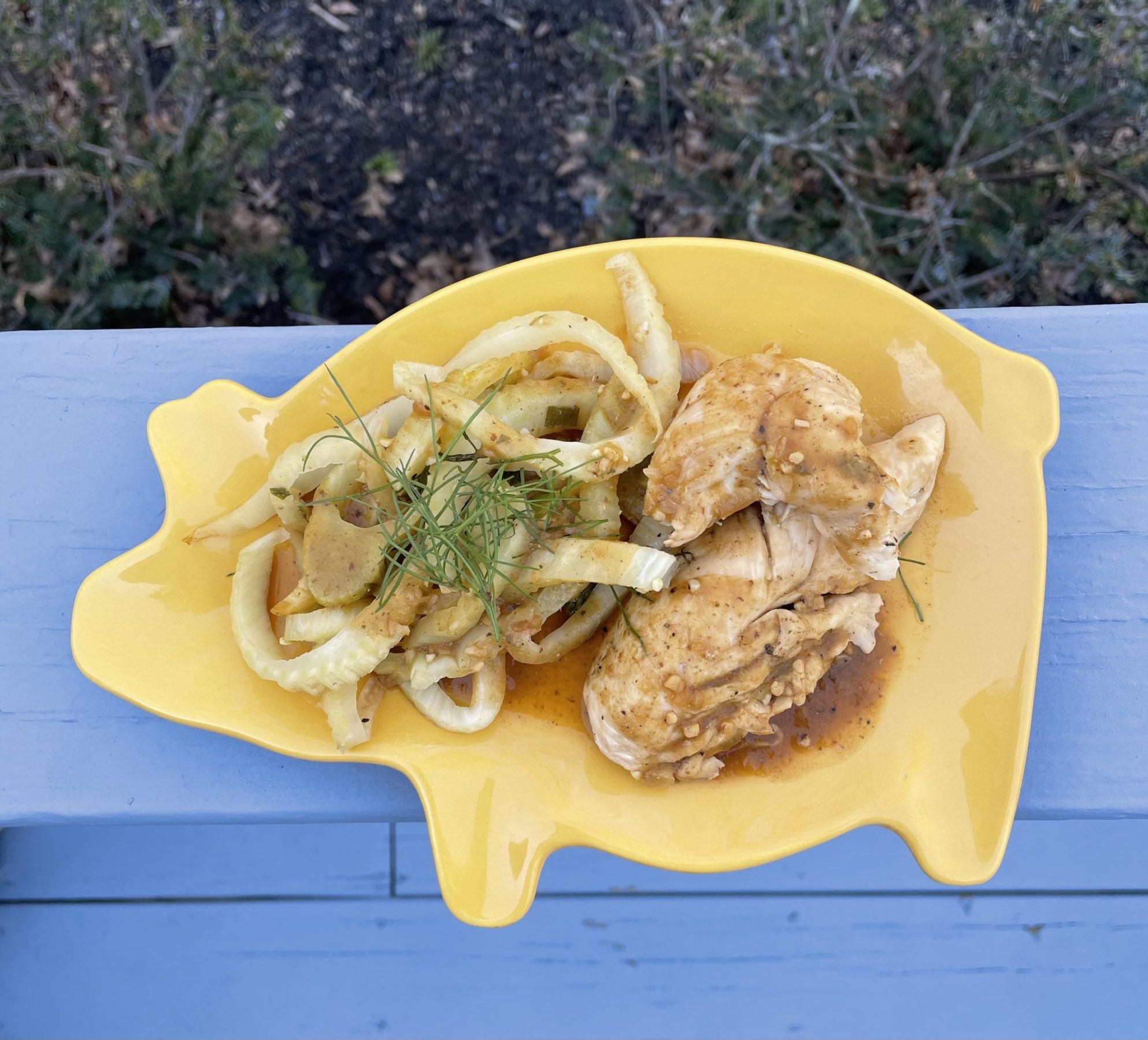 Moroccan Chicken over Sauteed Fennel