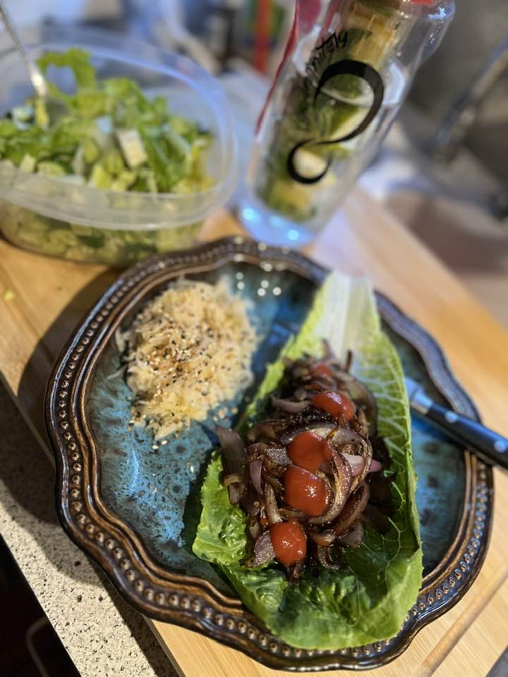 Bison Burger with Red Onions